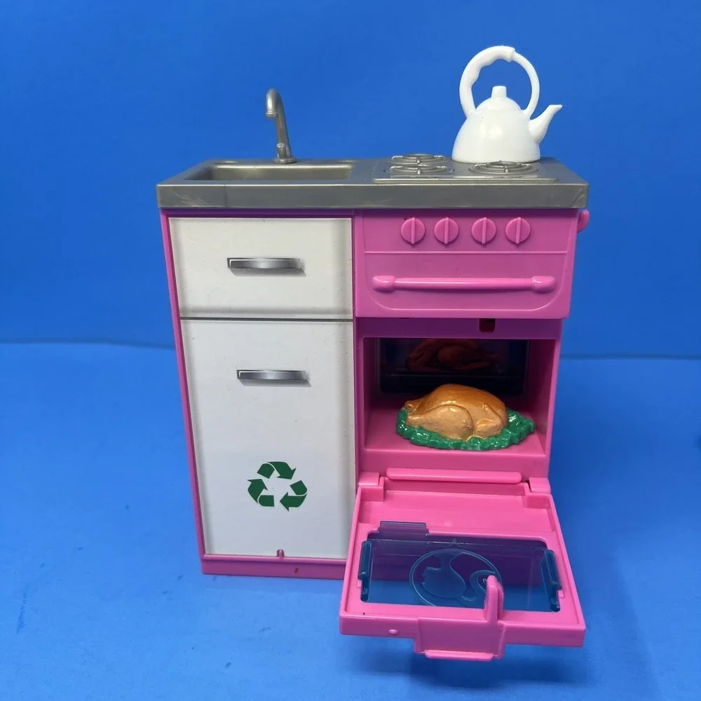 Barbie Mattel Kitchen Playset‎ Oven Turkey Bread Dishes Plates